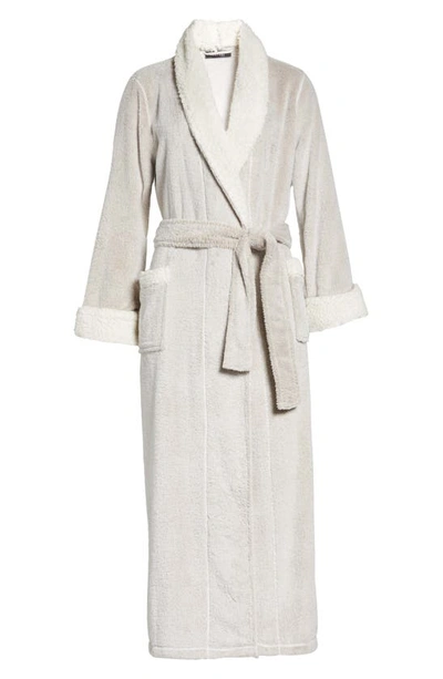 Shop Natori Frosted Faux Shearling Trim Robe In Cashmere