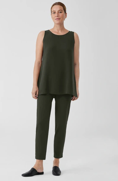Shop Eileen Fisher Slim Ankle Stretch Crepe Pants In Woodland