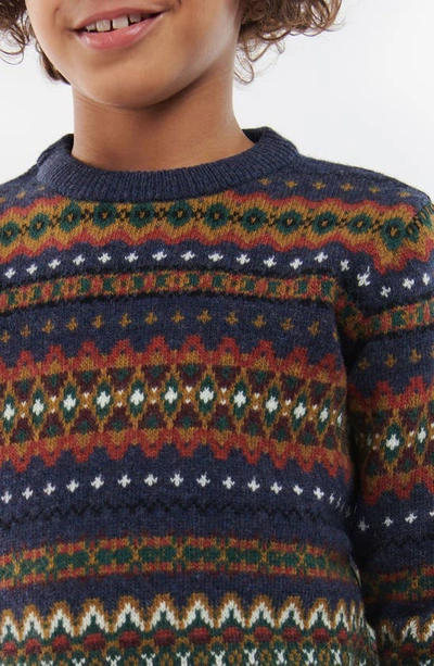 Barbour Little Boy's & Boy's Case Fair Isle Crewneck Sweater In Navy Marl