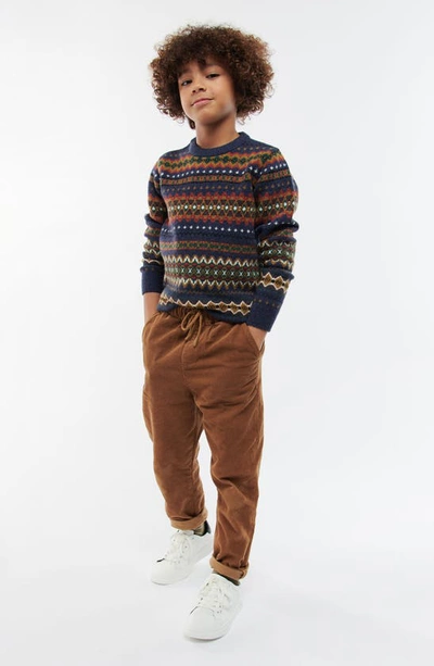 Barbour Little Boy's & Boy's Case Fair Isle Crewneck Sweater In Navy Marl