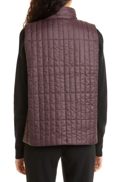 Shop Eileen Fisher Quilted Stand Collar Recycled Nylon Vest In Cassis