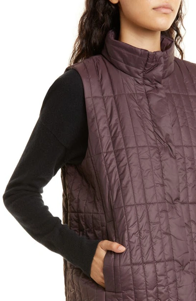 Shop Eileen Fisher Quilted Stand Collar Recycled Nylon Vest In Cassis