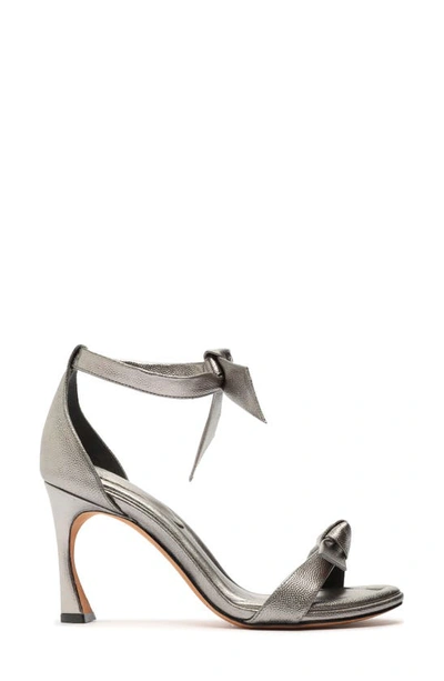 Alexandre Birman Clarita Metallic Ankle-bow Sandals In Grafite