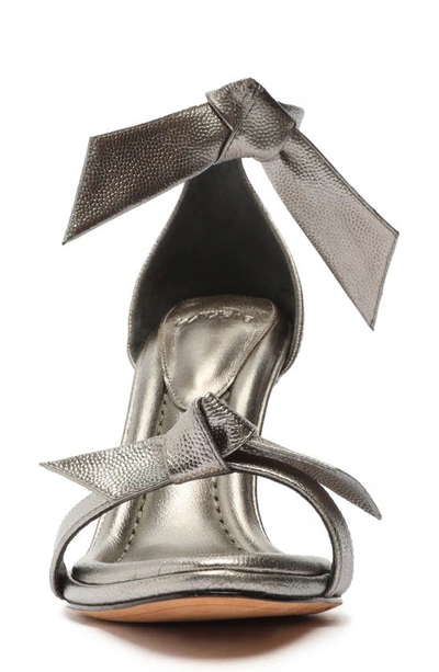 Alexandre Birman Clarita Metallic Ankle-bow Sandals In Grafite