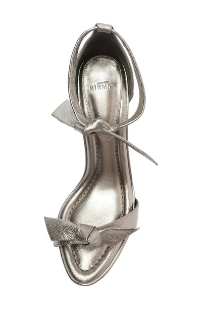 Alexandre Birman Clarita Metallic Ankle-bow Sandals In Grafite