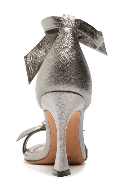 Alexandre Birman Clarita Metallic Ankle-bow Sandals In Grafite