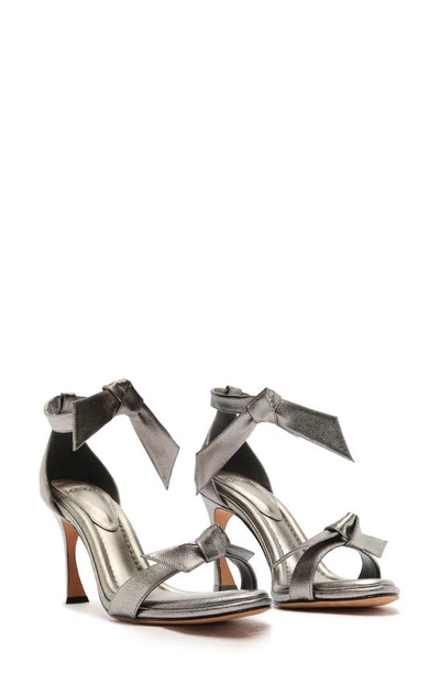 Alexandre Birman Clarita Metallic Ankle-bow Sandals In Grafite