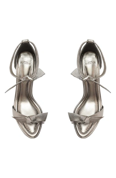 Alexandre Birman Clarita Metallic Ankle-bow Sandals In Grafite