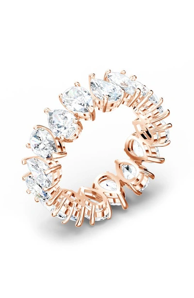 Swarovski Vittore Pear Cut Rose Gold Tone Plated Ring In White