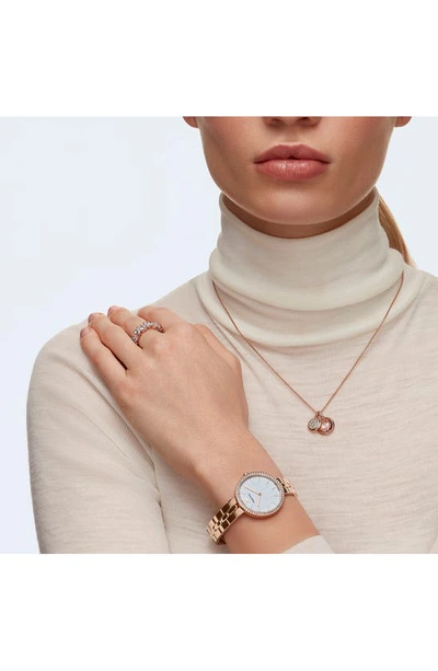Swarovski Vittore Pear Cut Rose Gold Tone Plated Ring In White