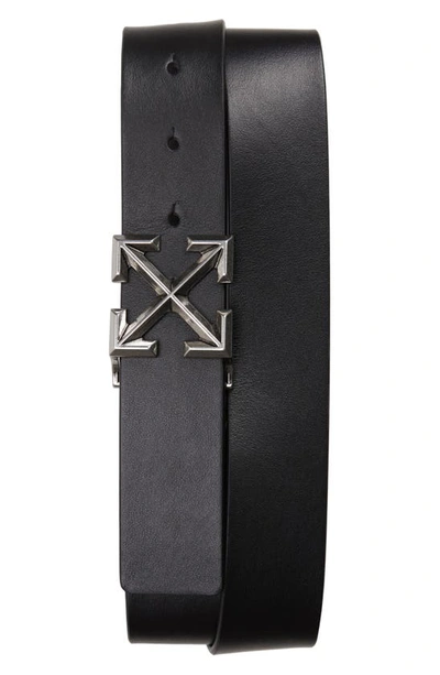 Shop Off-white Classic Arrow Buckle Leather Belt In Black