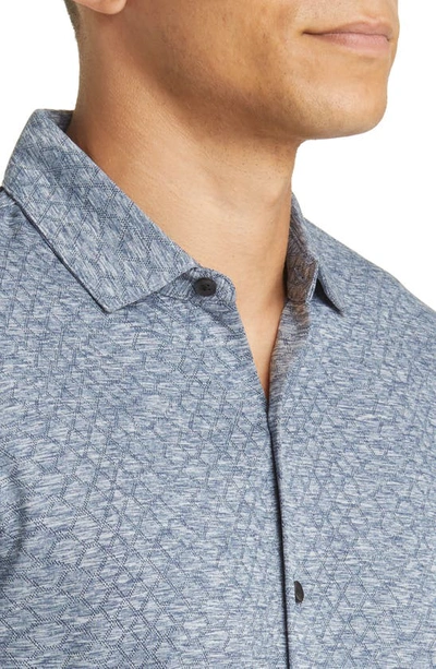 Shop Robert Barakett Saldon Jacquard Knit Button-up Shirt In Teal