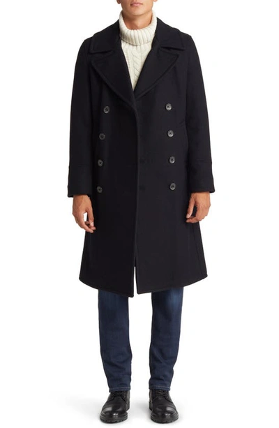 Shop Schott Nyc Wool Blend Officer's Coat In Navy