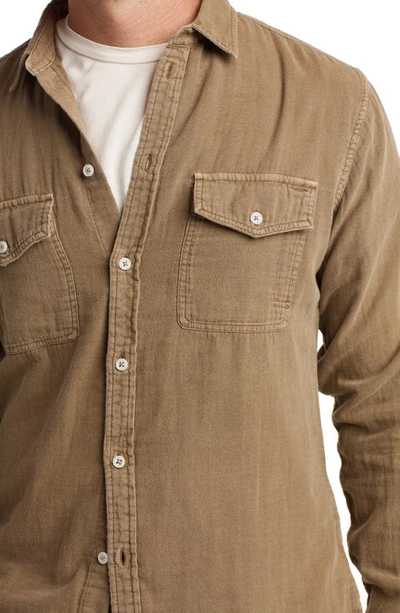 Rowan Leeds Double Weave Button-up Shirt In Stone