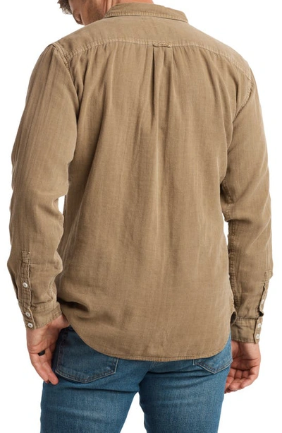 Rowan Leeds Double Weave Button-up Shirt In Stone