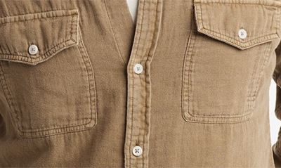 Shop Rowan Leeds Double Weave Button-up Shirt In Stone