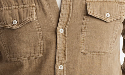 Rowan Leeds Double Weave Button-up Shirt In Stone