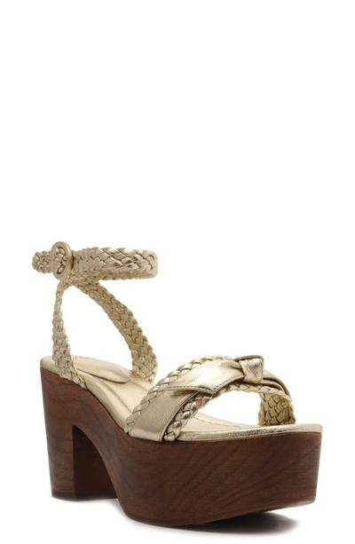 Shop Alexandre Birman Clarita Ankle Strap Platform Sandal In Golden