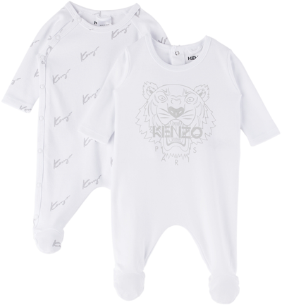 Shop Givenchy Baby White 4g Jumpsuit & Cloth Set In N00 White Grey