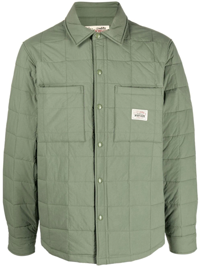 Shop Stussy Padded Shirt Jacket In Green