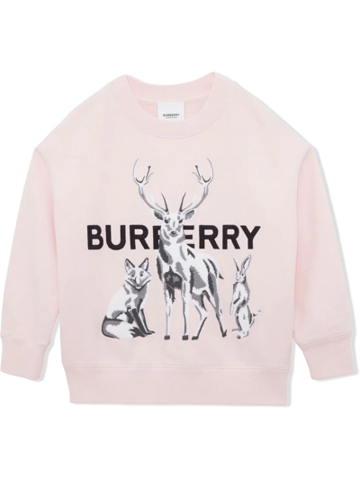 Shop Burberry Logo-print Long-sleeve Sweatshirt In Pink