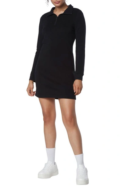 Shop Andrew Marc Sport Long Sleeve 1/4 Zip Sweatshirt Dress In Black