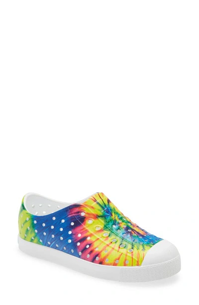 Shop Native Shoes Jefferson Print Slip-on Sneaker In Shell White/multi Tie Dye