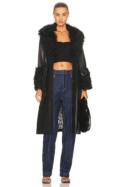 Shop Saks Potts Foxy Shearling Coat In Black