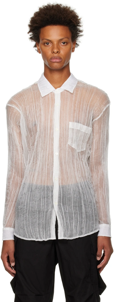 Initial Crinkled Sheer-tulle Shirt In White