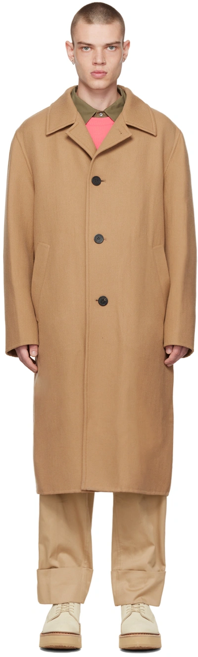 Shop Solid Homme Beige Belted Coat In 117e Beige