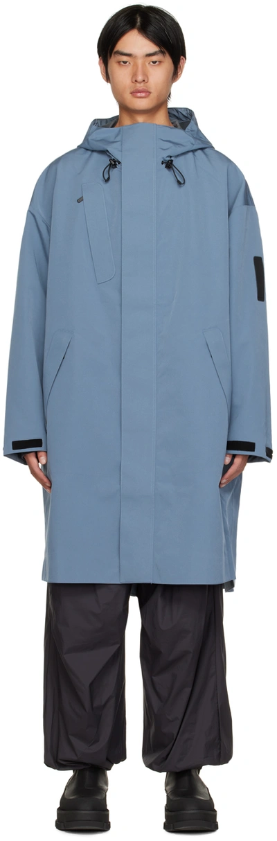 Shop A. A. Spectrum Blue Flowted Rain Coat In Cuirasse Blue