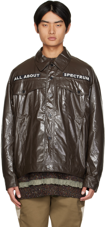 Shop A. A. Spectrum Brown Lilex Light Faux-leather Jacket In Ebony
