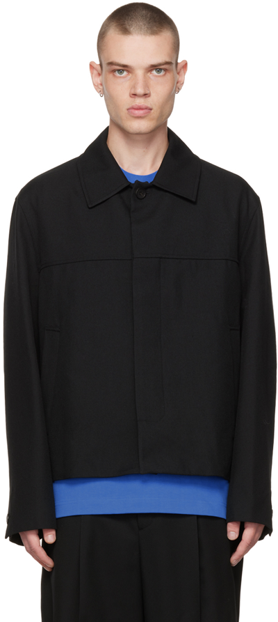 Shop Solid Homme Black Cropped Jacket In 401b Black
