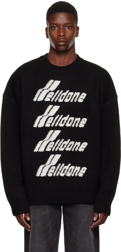 Shop We11 Done Black Pile Crewneck