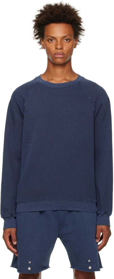 Shop Les Tien Navy Classic Sweatshirt In Washed Denim