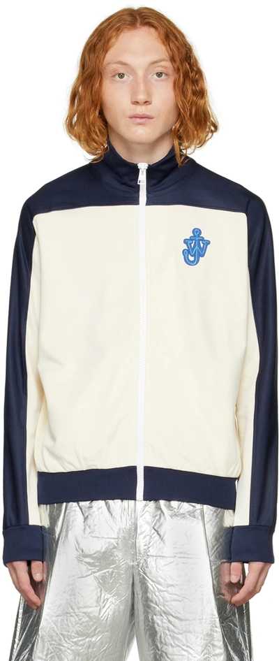 Shop Jw Anderson Off-white Embroidered Patch Sweatshirt In 027 Off White/navy