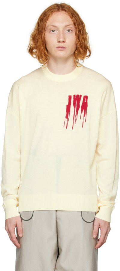 Shop Jw Anderson Off-white Intarsia Sweater In 037 Off White/red