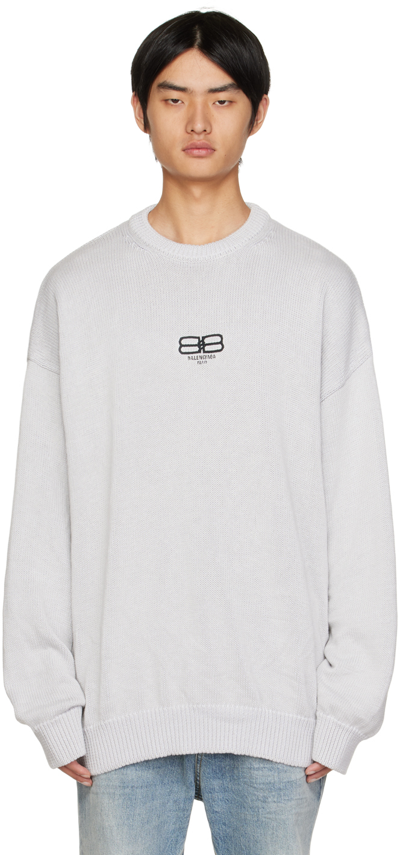 Shop Balenciaga Gray Bb Paris Icon Sweater In 9012 Dirty White
