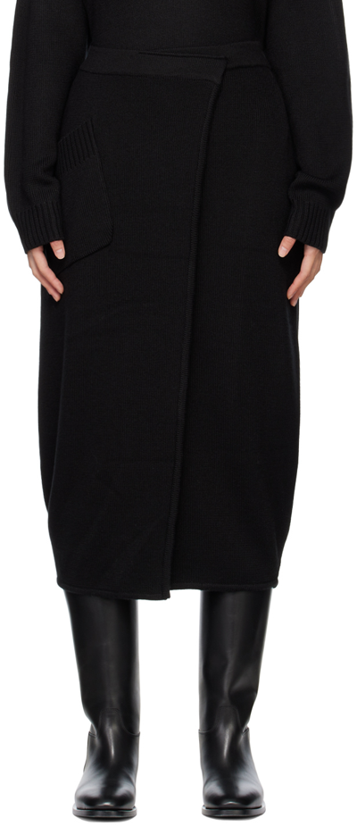 Shop Subtle Le Nguyen Black Cocoon Midi Skirt