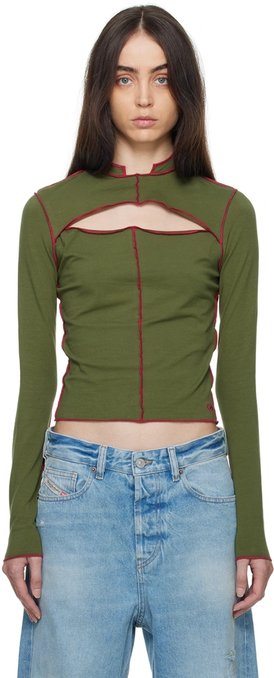 Shop Diesel Green Tine Long Sleeve T-shirt In 5fj Green