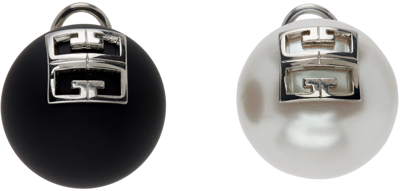 Shop Givenchy Black & White 4g Earrings In 008-black/silvery