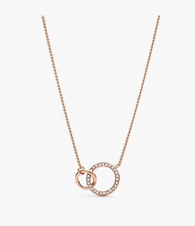 Shop Fossil Women's Rose Gold Stainless Steel Pendant Necklace In White