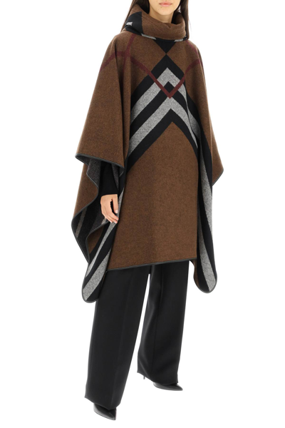 Shop Burberry 'wootton' Cashmere Poncho In Brown