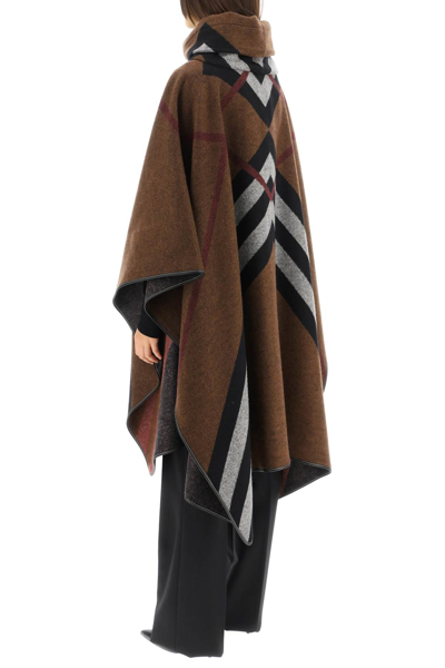 Shop Burberry 'wootton' Cashmere Poncho In Brown