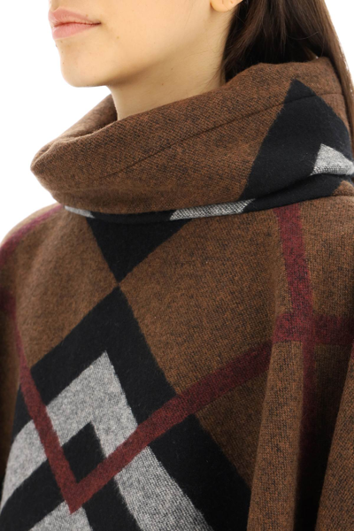 Shop Burberry 'wootton' Cashmere Poncho In Brown