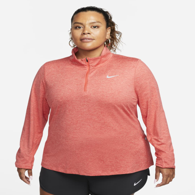 Shop Nike Women's Element 1/2-zip Running Top (plus Size) In Red
