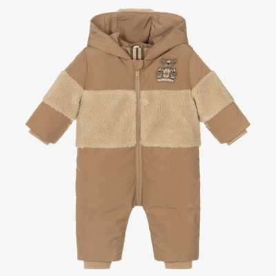 Shop Burberry Baby Beige Thomas Bear Snowsuit