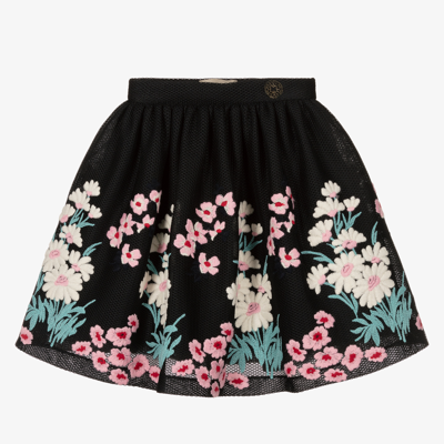 Shop Elie Saab Girls Black Floral Skirt