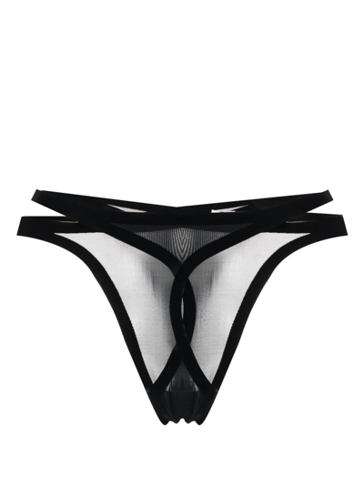 Shop Wolford Flock Shaping Thong In Black