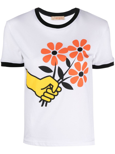 Shop Cormio Graphic Print T-shirt In White